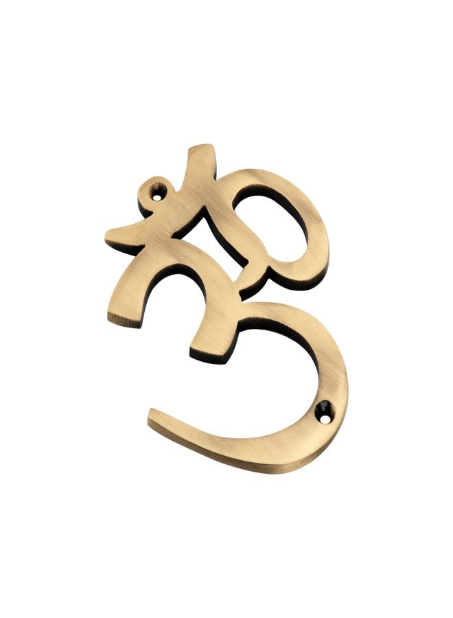 DEVDECOR Brass DEVDECOR, OM & Swastik Sculptures for Wall Hanging Decorative/Set of 3 Pcs. (2 pcs of swastik, 1 pcs of OM), Antique Yellow - Image 3